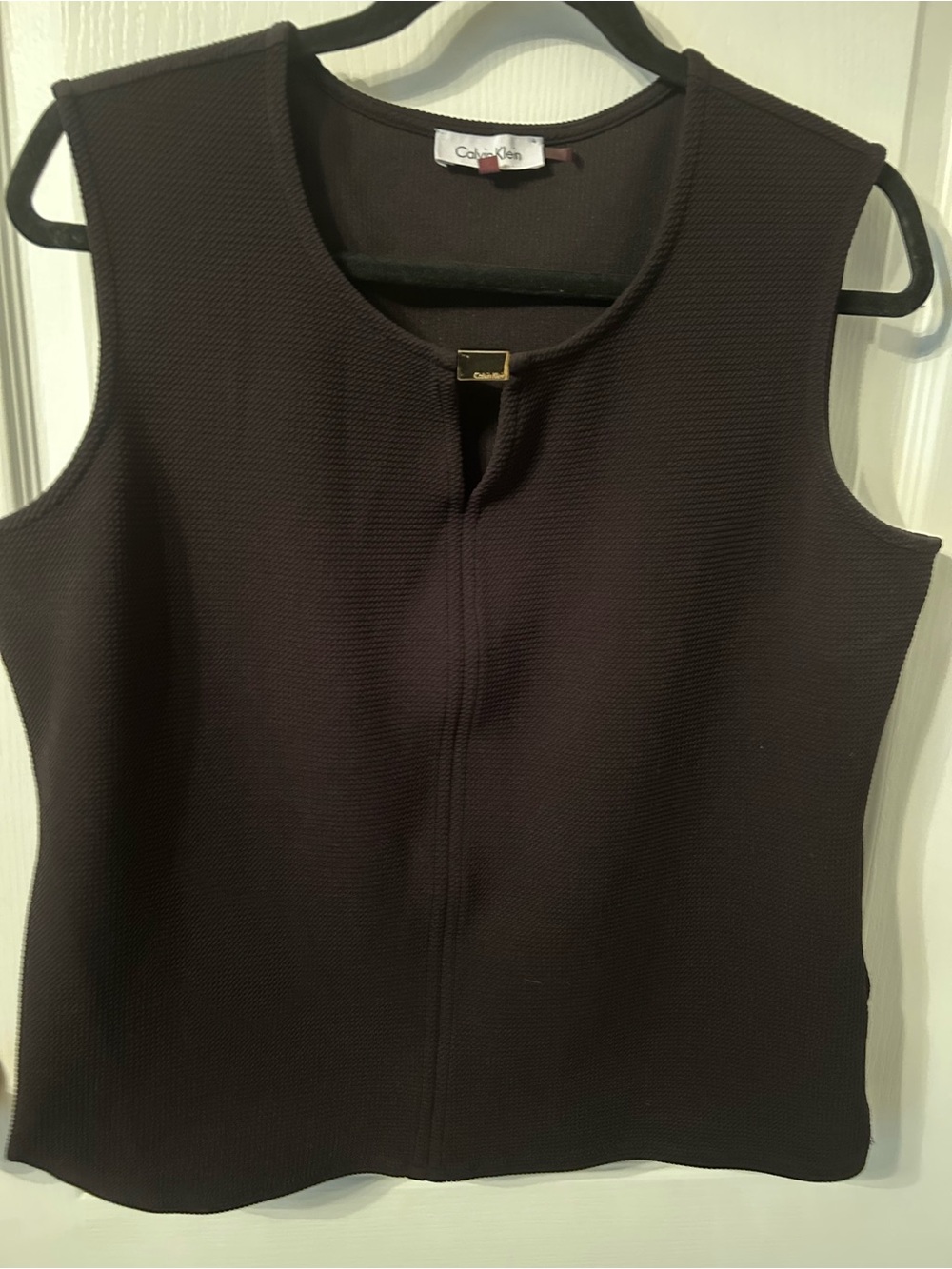 Calvin Klein Black Textured Sleeveless Shell Top